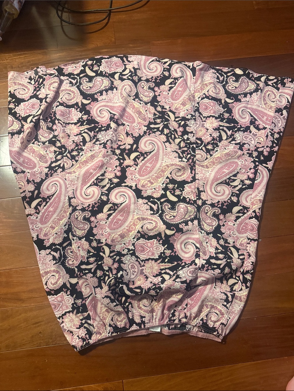Rena Rowan Black Mini Skirt with Pink Paisley Pattern